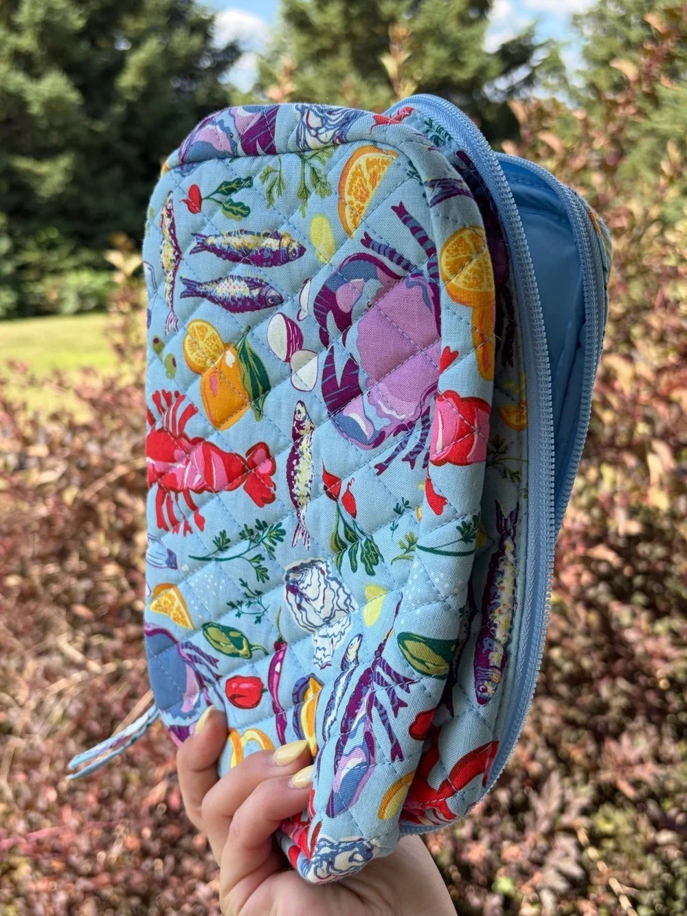 Vera Bradley lobster coastal Mediterranean makeup pouch cosmetic case travel bag